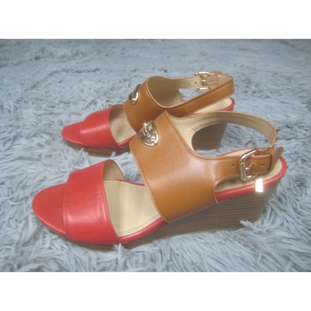 COACH Shoes Womens 6.5 B Slingback Sandals Wedge Watermelon Ginger Hendrick - Picture 6 of 16